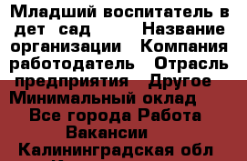 Младший воспитатель в дет. сад N113 › Название организации ­ Компания-работодатель › Отрасль предприятия ­ Другое › Минимальный оклад ­ 1 - Все города Работа » Вакансии   . Калининградская обл.,Калининград г.